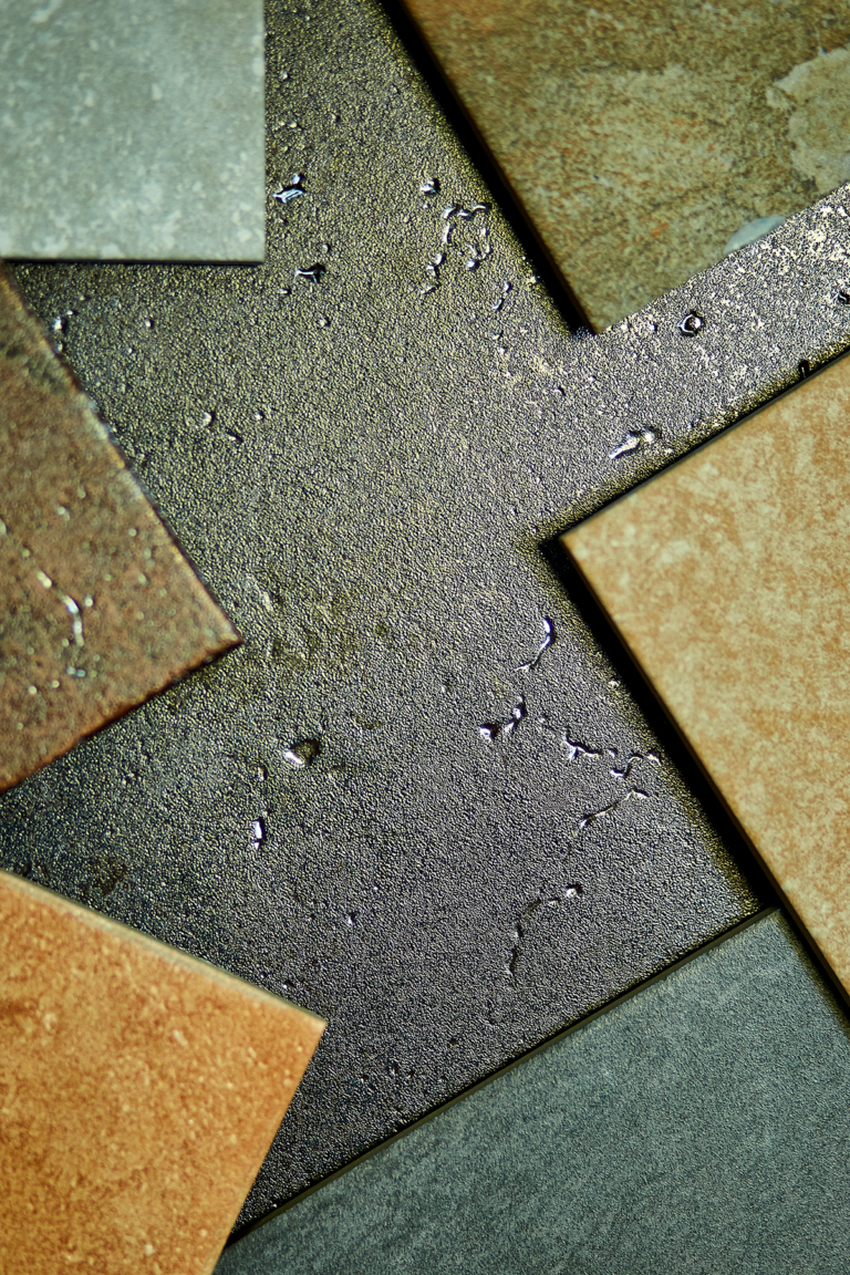 slip proof tiles with water droplets